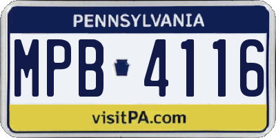 PA license plate MPB4116