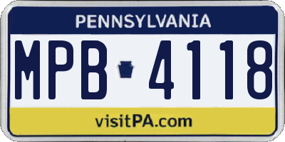 PA license plate MPB4118