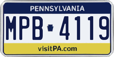 PA license plate MPB4119