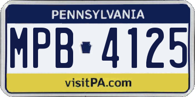 PA license plate MPB4125