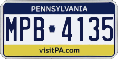 PA license plate MPB4135