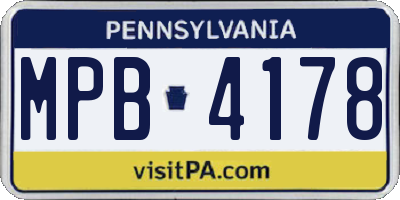PA license plate MPB4178