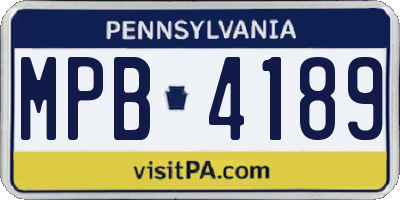 PA license plate MPB4189