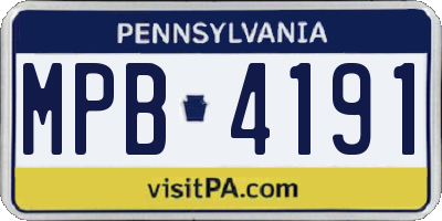 PA license plate MPB4191