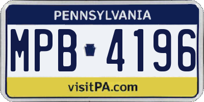 PA license plate MPB4196