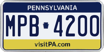 PA license plate MPB4200