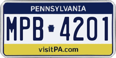 PA license plate MPB4201