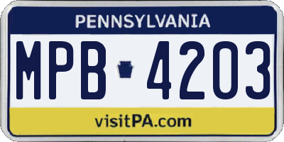 PA license plate MPB4203