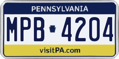 PA license plate MPB4204