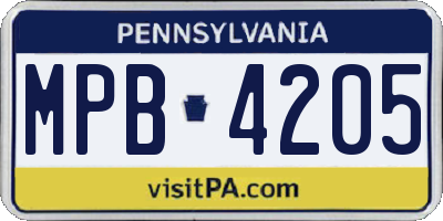 PA license plate MPB4205