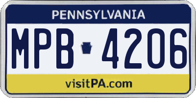 PA license plate MPB4206