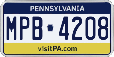 PA license plate MPB4208