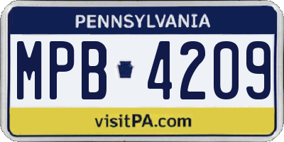 PA license plate MPB4209