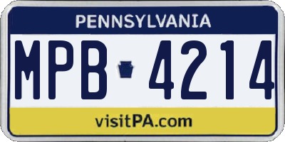 PA license plate MPB4214