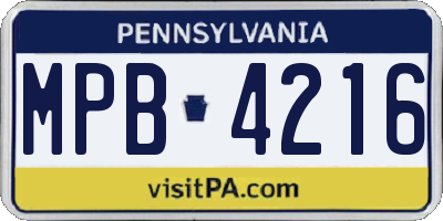 PA license plate MPB4216