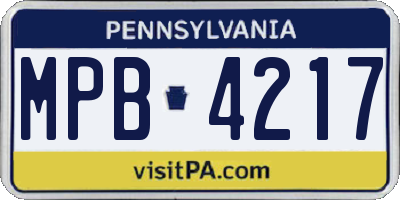PA license plate MPB4217