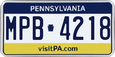 PA license plate MPB4218