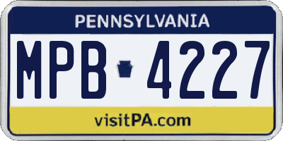 PA license plate MPB4227