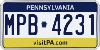 PA license plate MPB4231