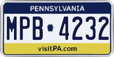 PA license plate MPB4232