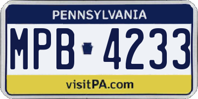 PA license plate MPB4233