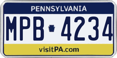 PA license plate MPB4234