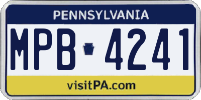 PA license plate MPB4241
