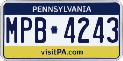 PA license plate MPB4243
