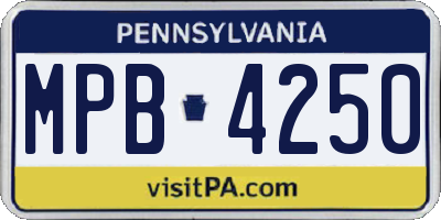 PA license plate MPB4250