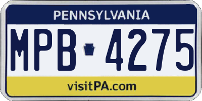 PA license plate MPB4275