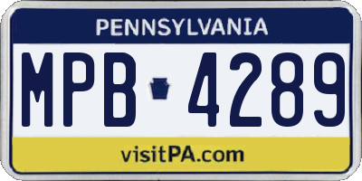 PA license plate MPB4289
