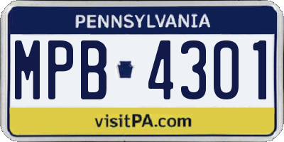 PA license plate MPB4301
