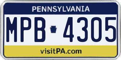 PA license plate MPB4305