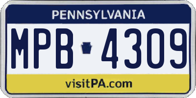 PA license plate MPB4309