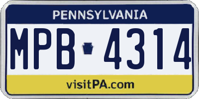 PA license plate MPB4314