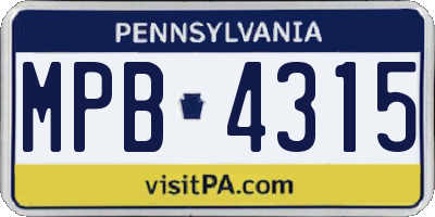 PA license plate MPB4315