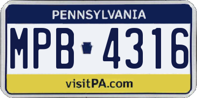 PA license plate MPB4316