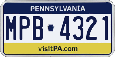 PA license plate MPB4321