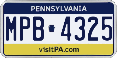 PA license plate MPB4325