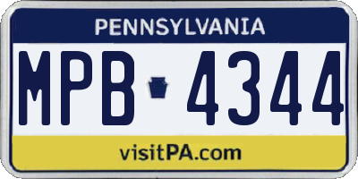 PA license plate MPB4344