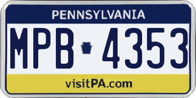 PA license plate MPB4353