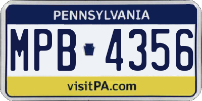 PA license plate MPB4356