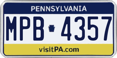 PA license plate MPB4357