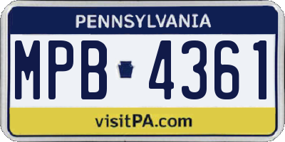 PA license plate MPB4361