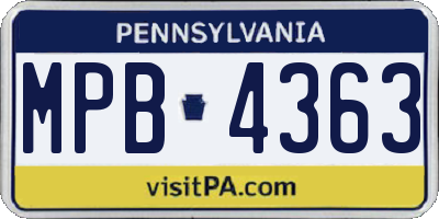 PA license plate MPB4363