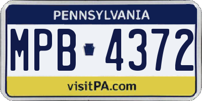 PA license plate MPB4372