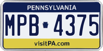 PA license plate MPB4375