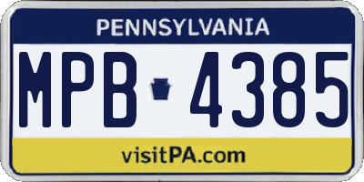 PA license plate MPB4385