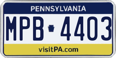 PA license plate MPB4403
