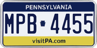 PA license plate MPB4455